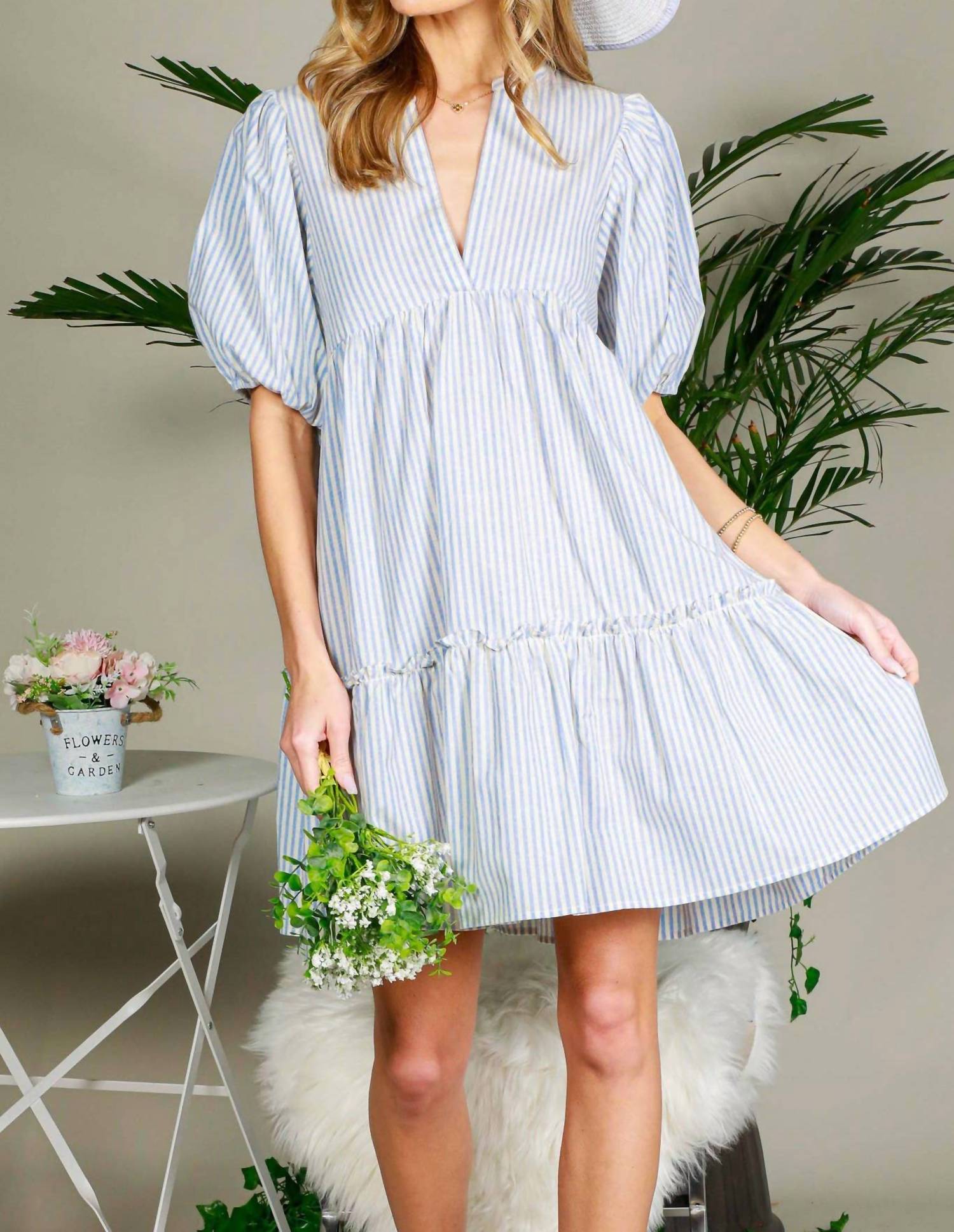 Vine & Love - Tiered Striped Dress