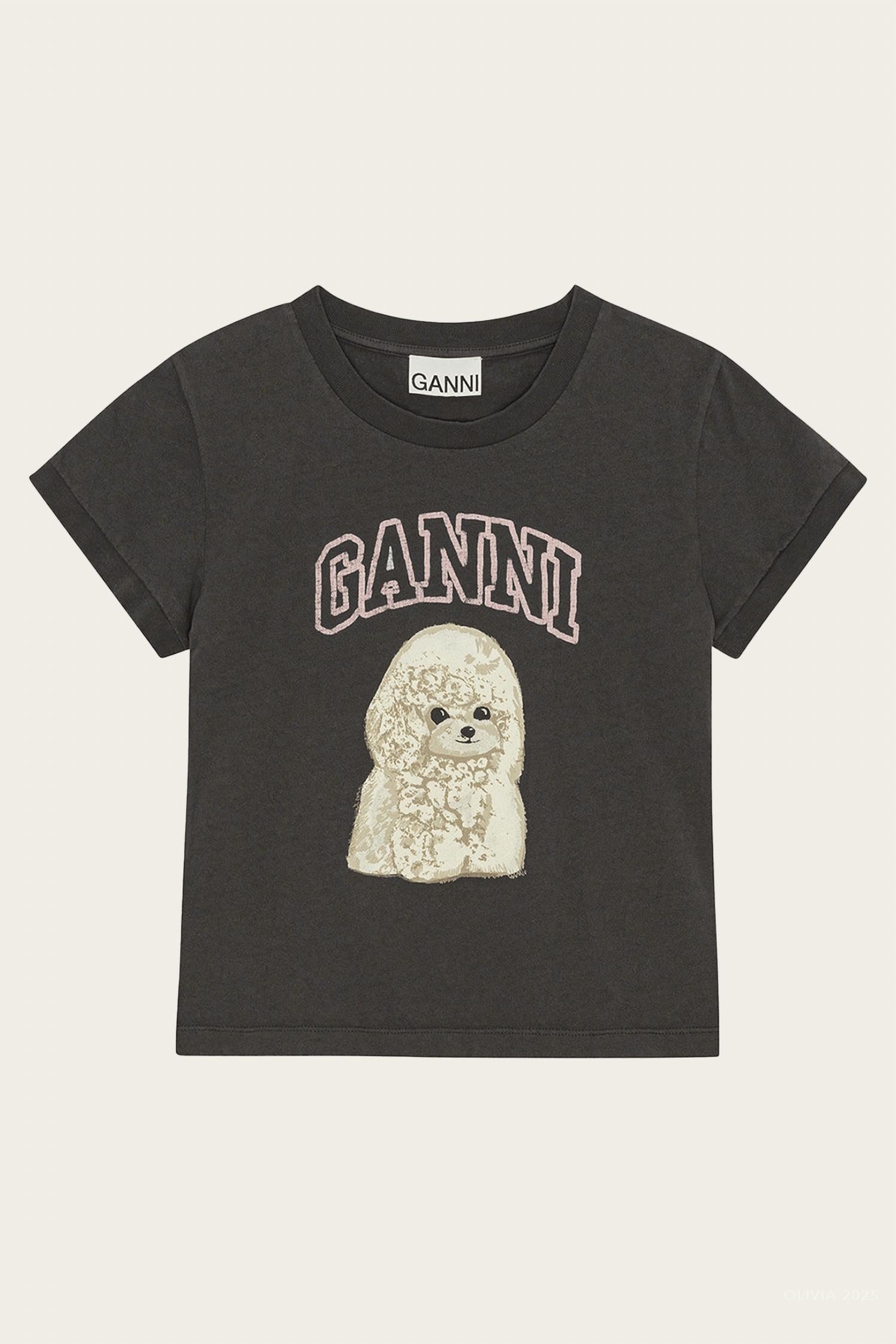 Ganni - Poodle Graphic Cropped Tee