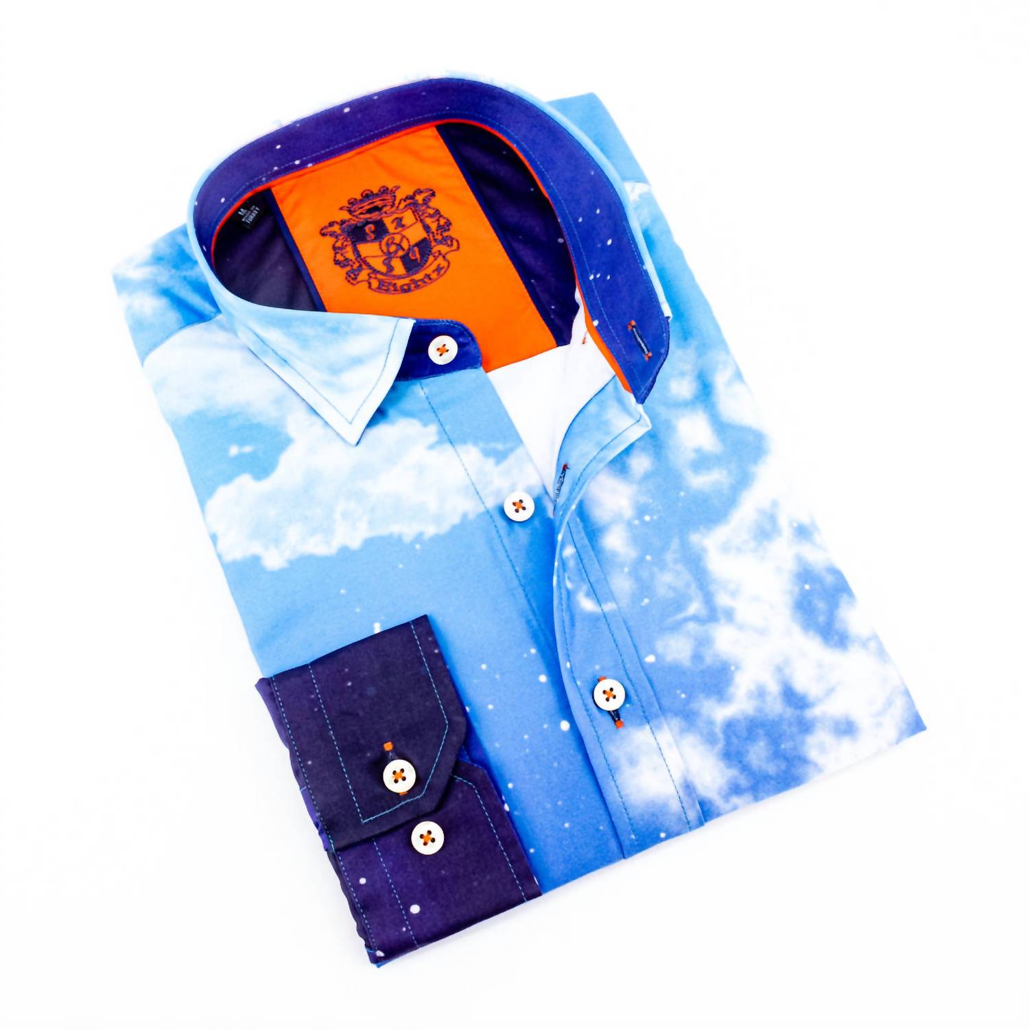 Eight X - Men's Sky Print Button Down With Trim Shirt