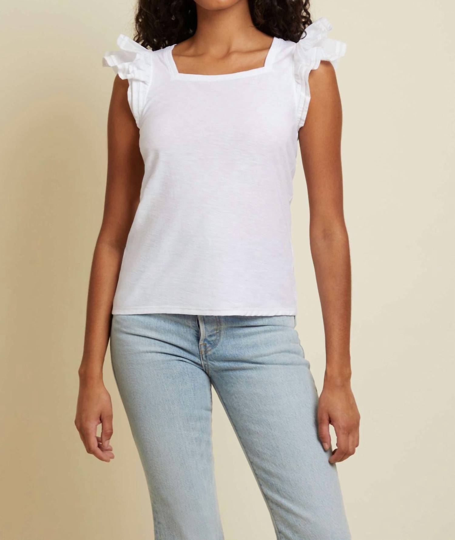 Nation Ltd - Cameo Square Neck Ruffle Top