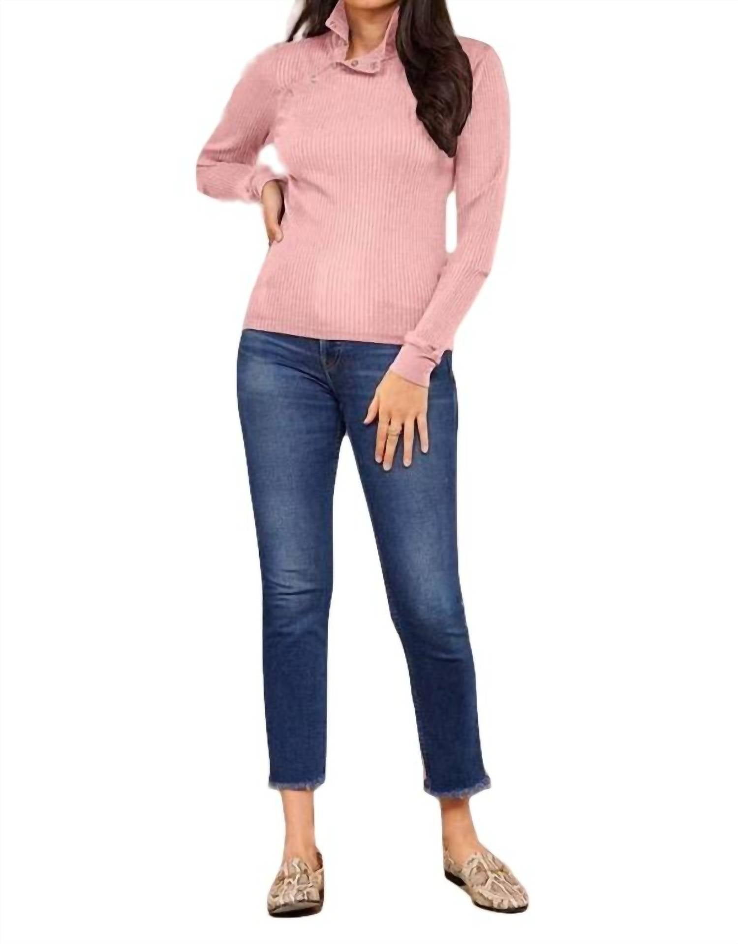 ANDRE LONG SLEEVE SNAP TURTLENECK TOP