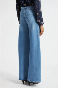L'Agence Beau Seamed High Waist Wide Leg Jeans in kona - women's jeans - detail view