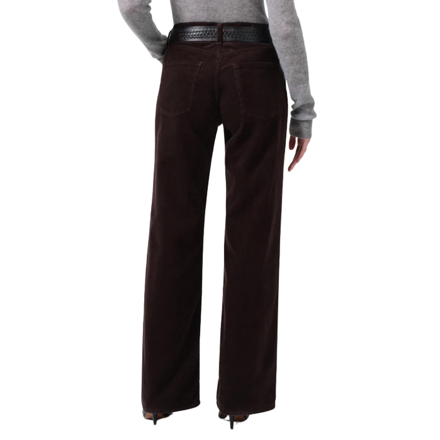 Citizens of Humanity Women's Annina High Rise Wide Leg Corduroy Pant in clove - women's pants - detail view