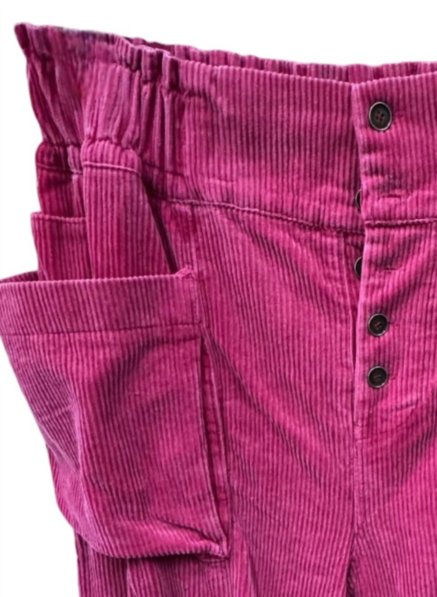 AnnieWear Women's Corduroy Cropped Wide Leg Pants in red - women's pants - detail view