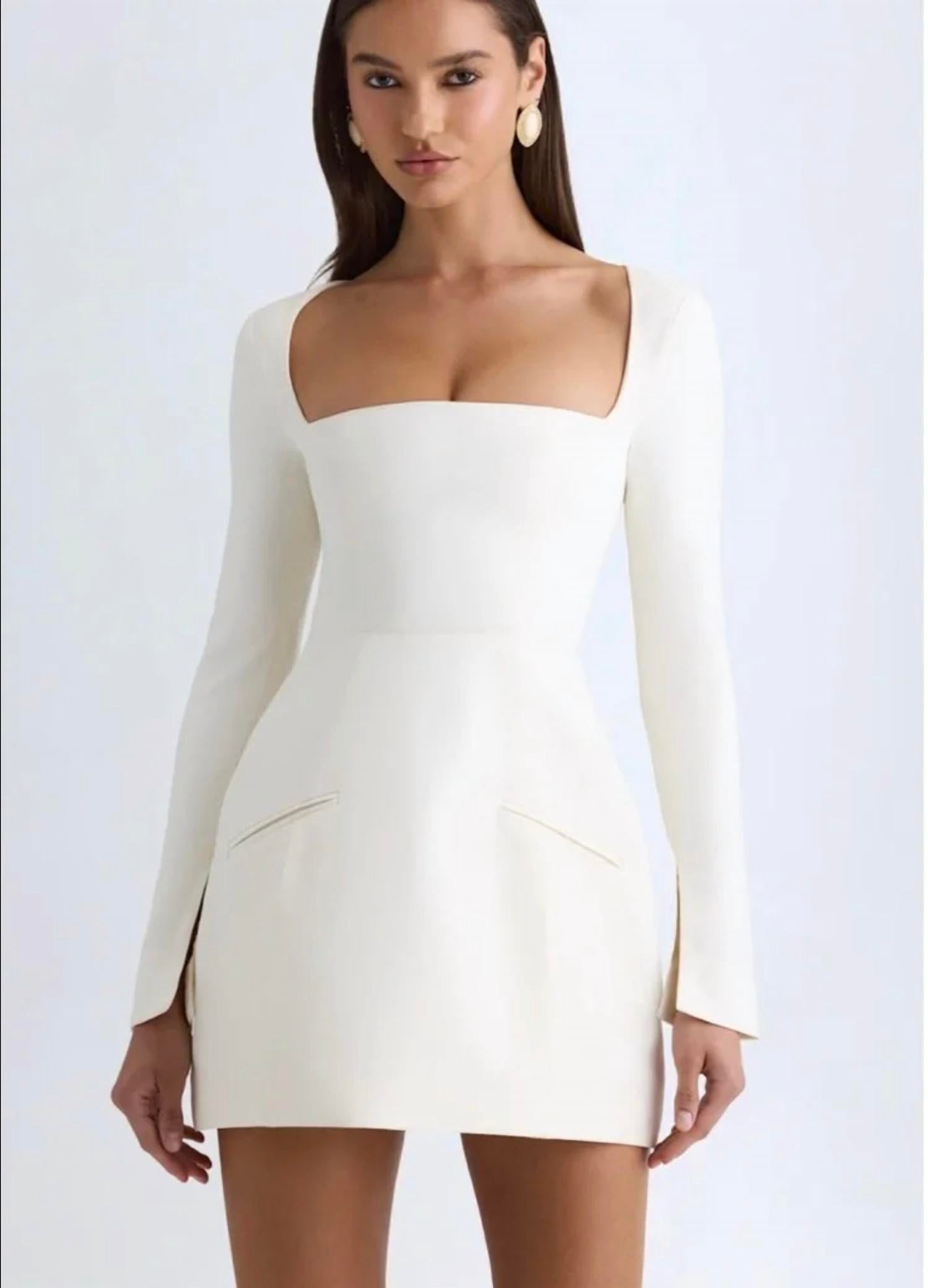 Oh Polly - Taesha Square-neck Structured Tulip Mini Dress