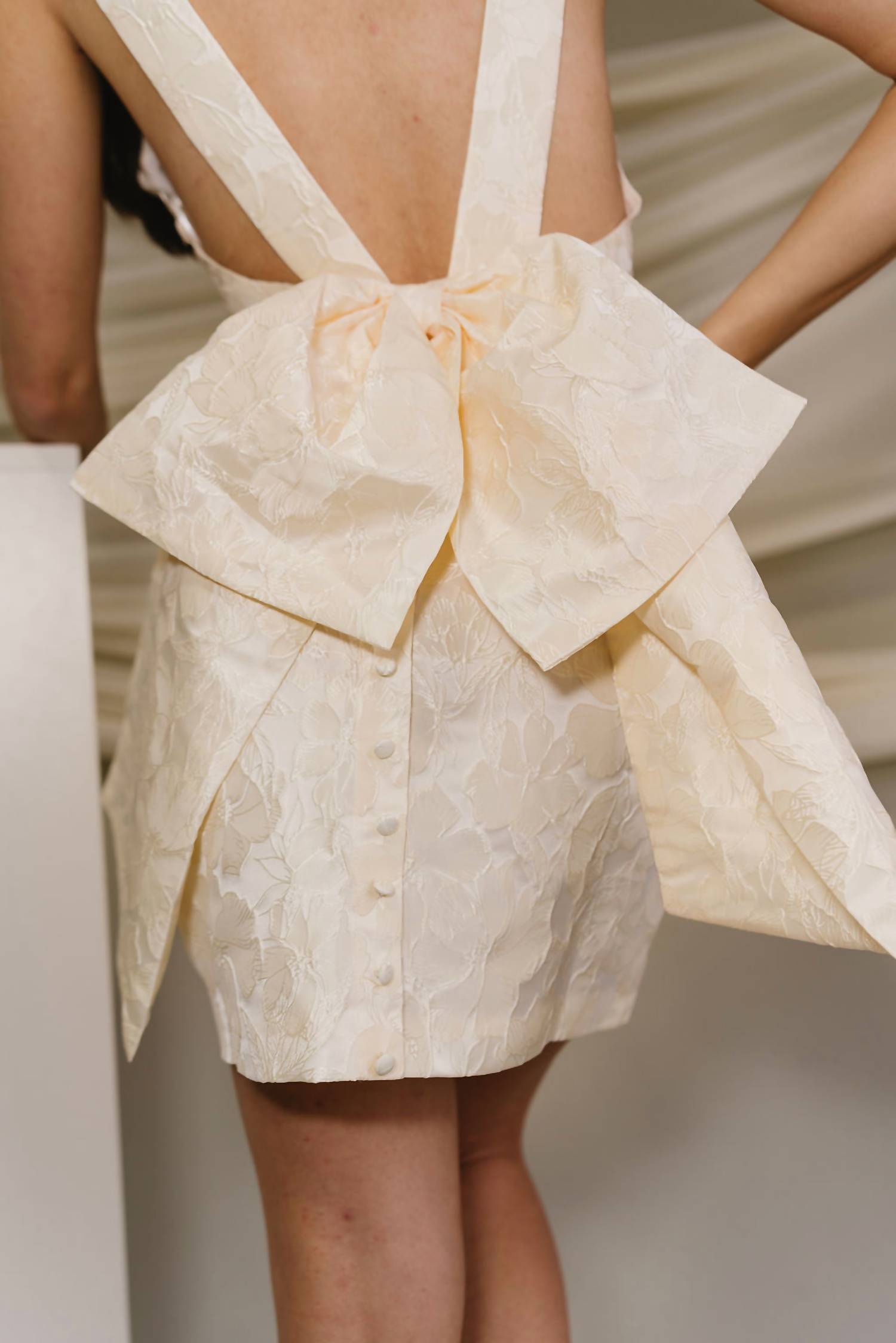 Fore Collection Jolie Floral Bow Back Mini Dress in cream - women's dress - view 6