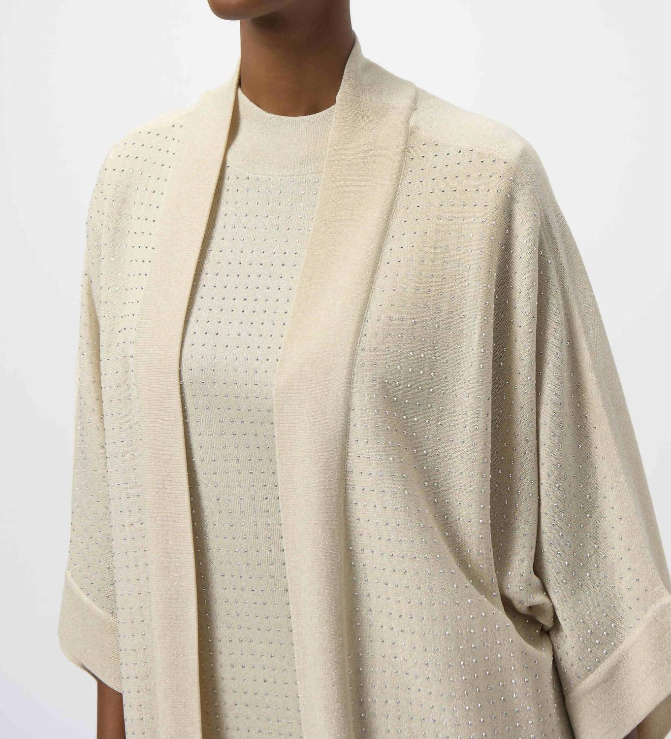 Joseph Ribkoff - Sweater Knit Cover Up With Iron On Detail