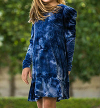 Girls Tie Dye Velour Dress