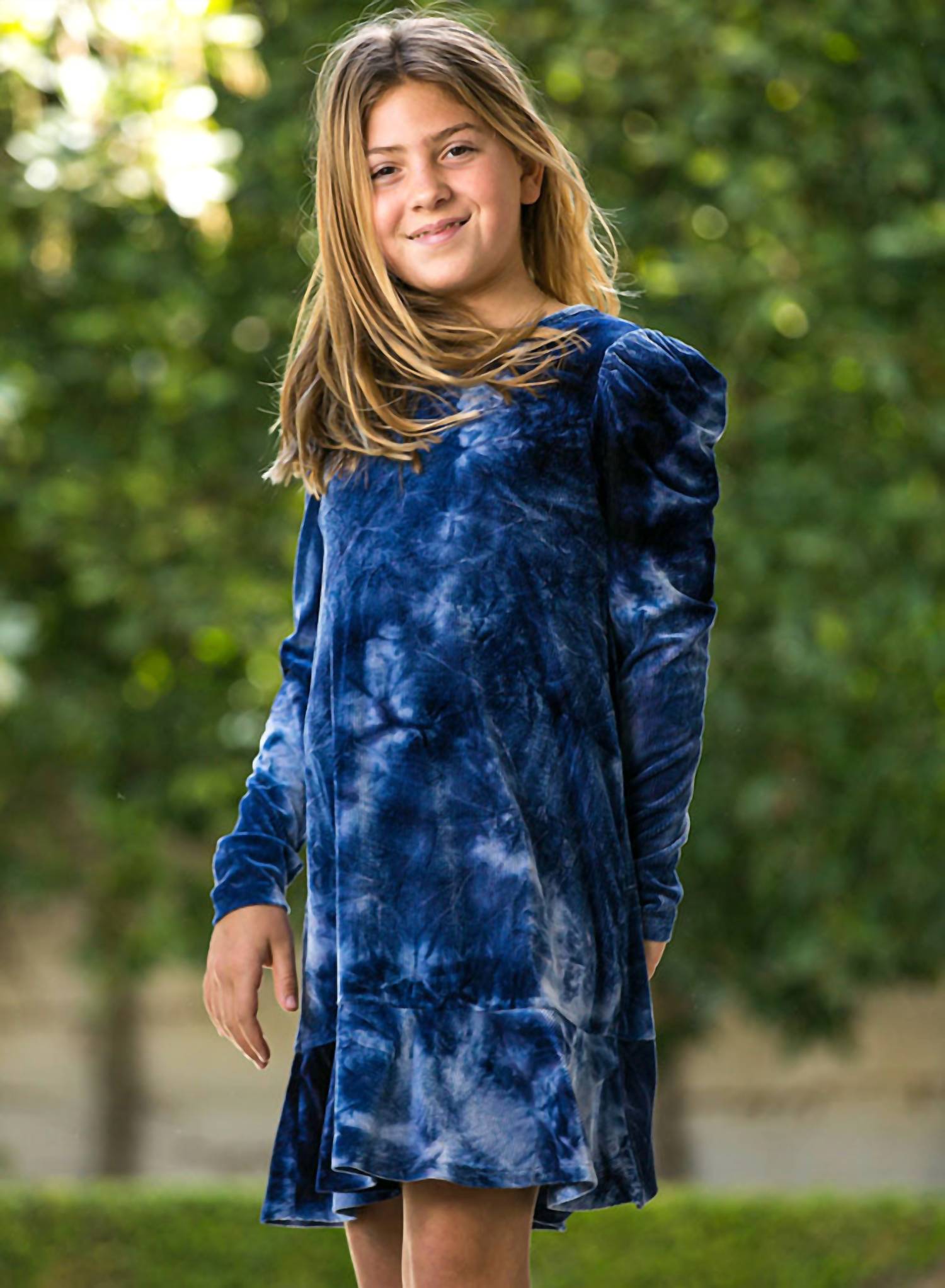 Girls Tie Dye Velour Dress