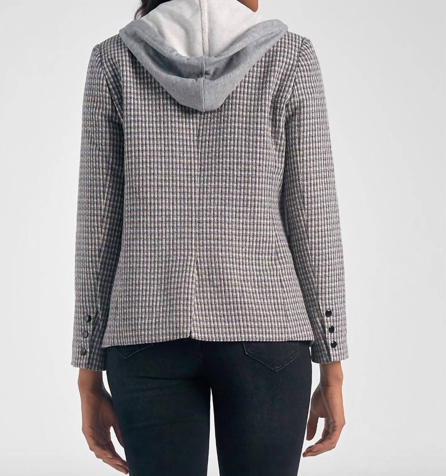 Elan - Plaid Hooded Blazer