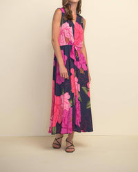 MIXED FLORAL MIDI DRESS