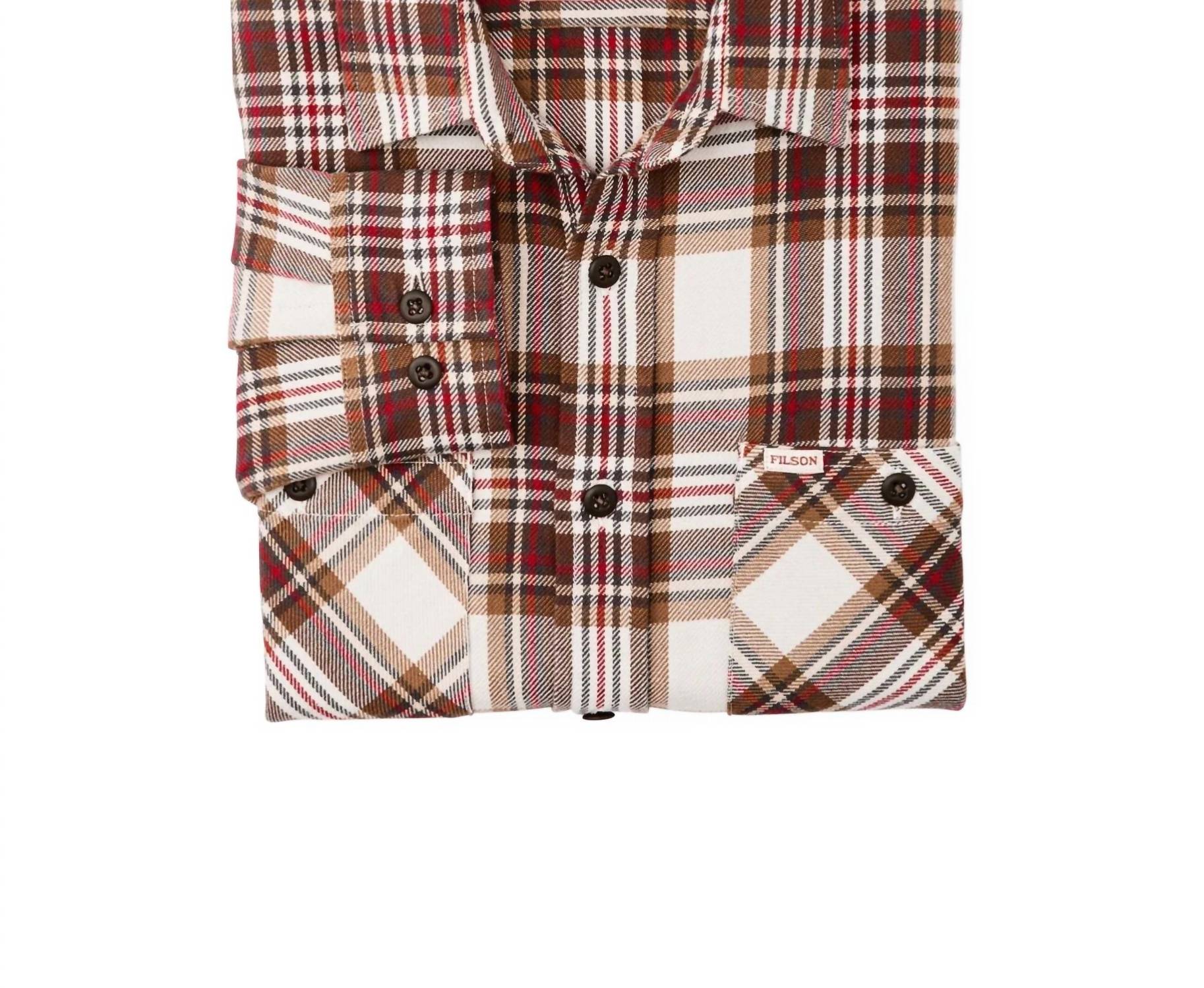 FILSON Men's Rangeland Flannel Shirt in red brown plaid - men's shirt - alternate view