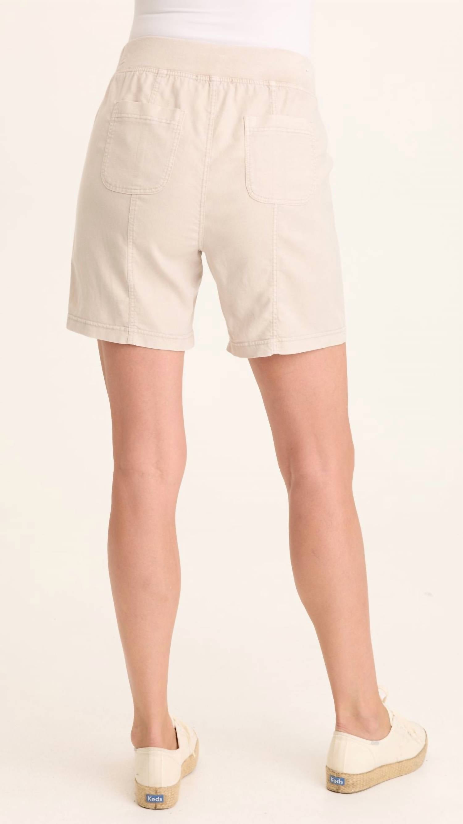 Wearables Louisa Twill Pull On Shorts in chalky tan grey - women's shorts - detail view