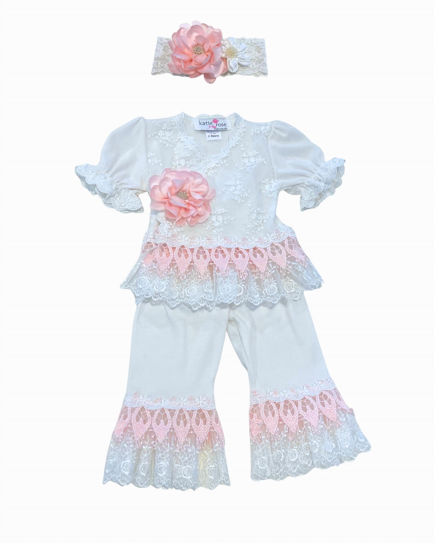 Katie Rose - Girl's Aria 2-Piece Lace With Flower Set