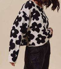 So Me - Loose Fit Flower Sweater Top