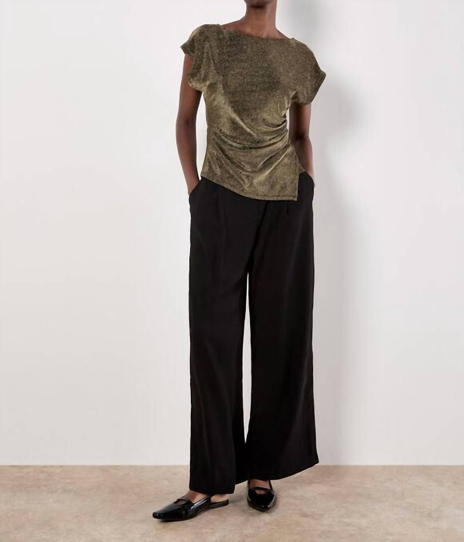 Apricot - Sparkle Side Ruched Jersey Top