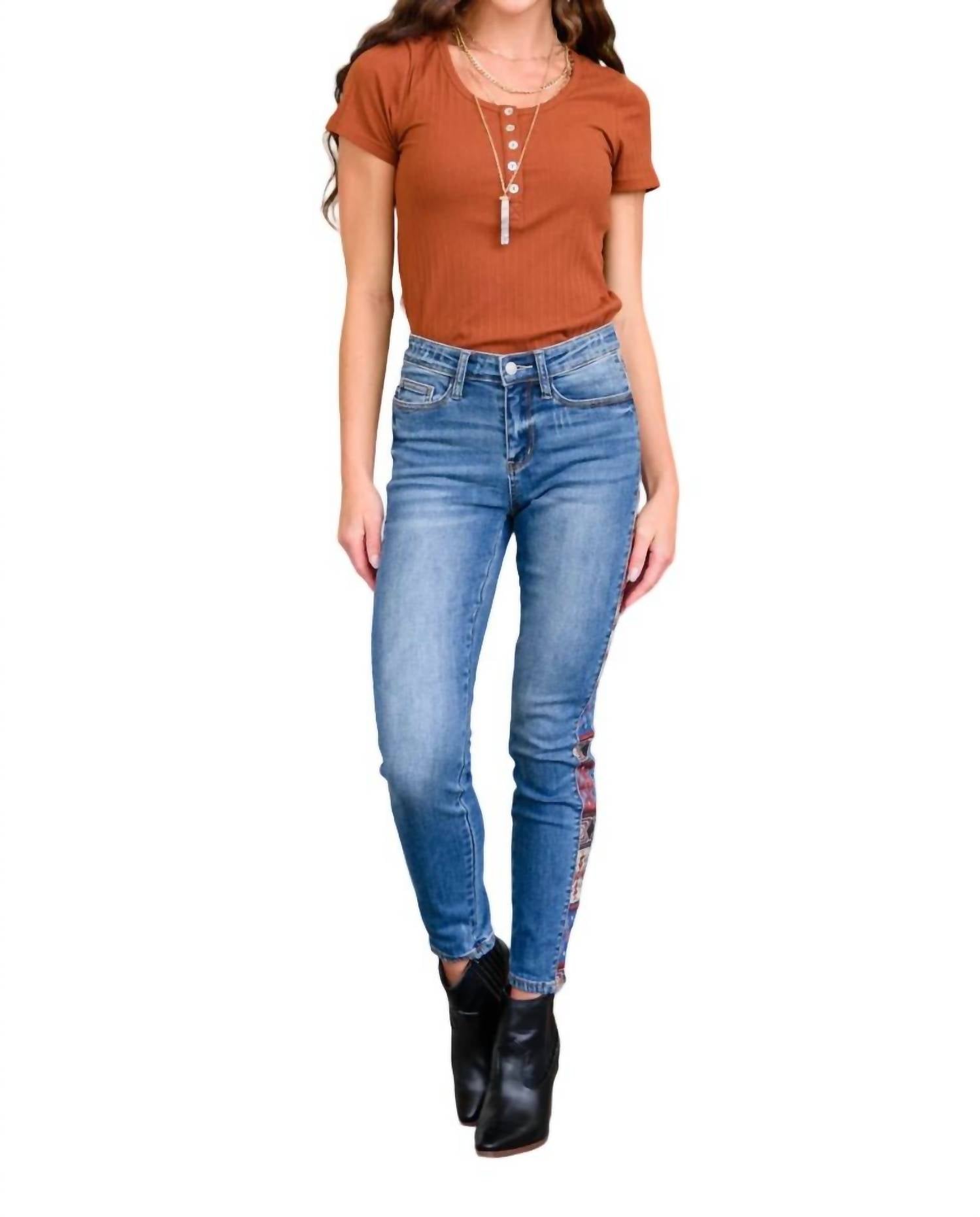 Judy Blue - Western Print Relaxed Jeans