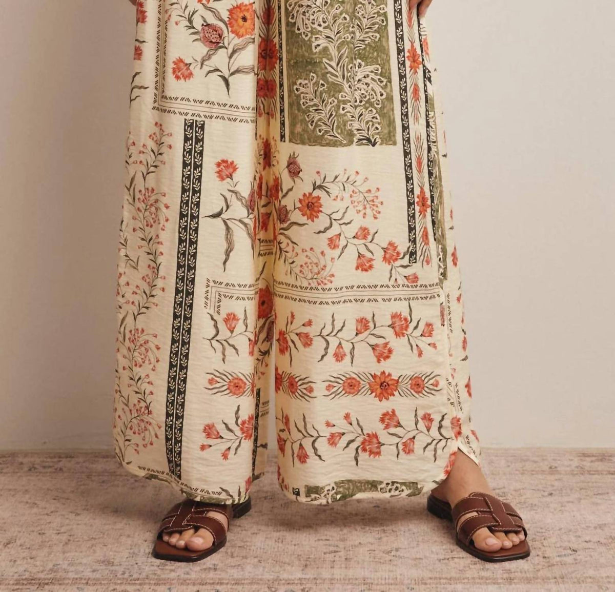 Forte - Patchwork Floral Wide-Leg Pants