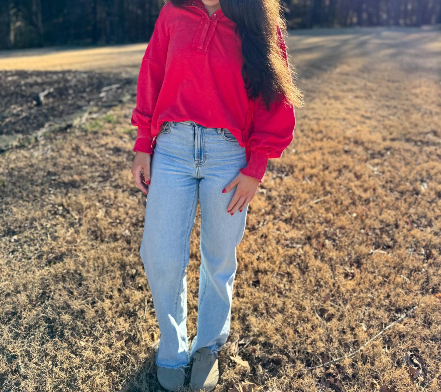 Ee:Some - Snap Front Pullover Sweatshirt