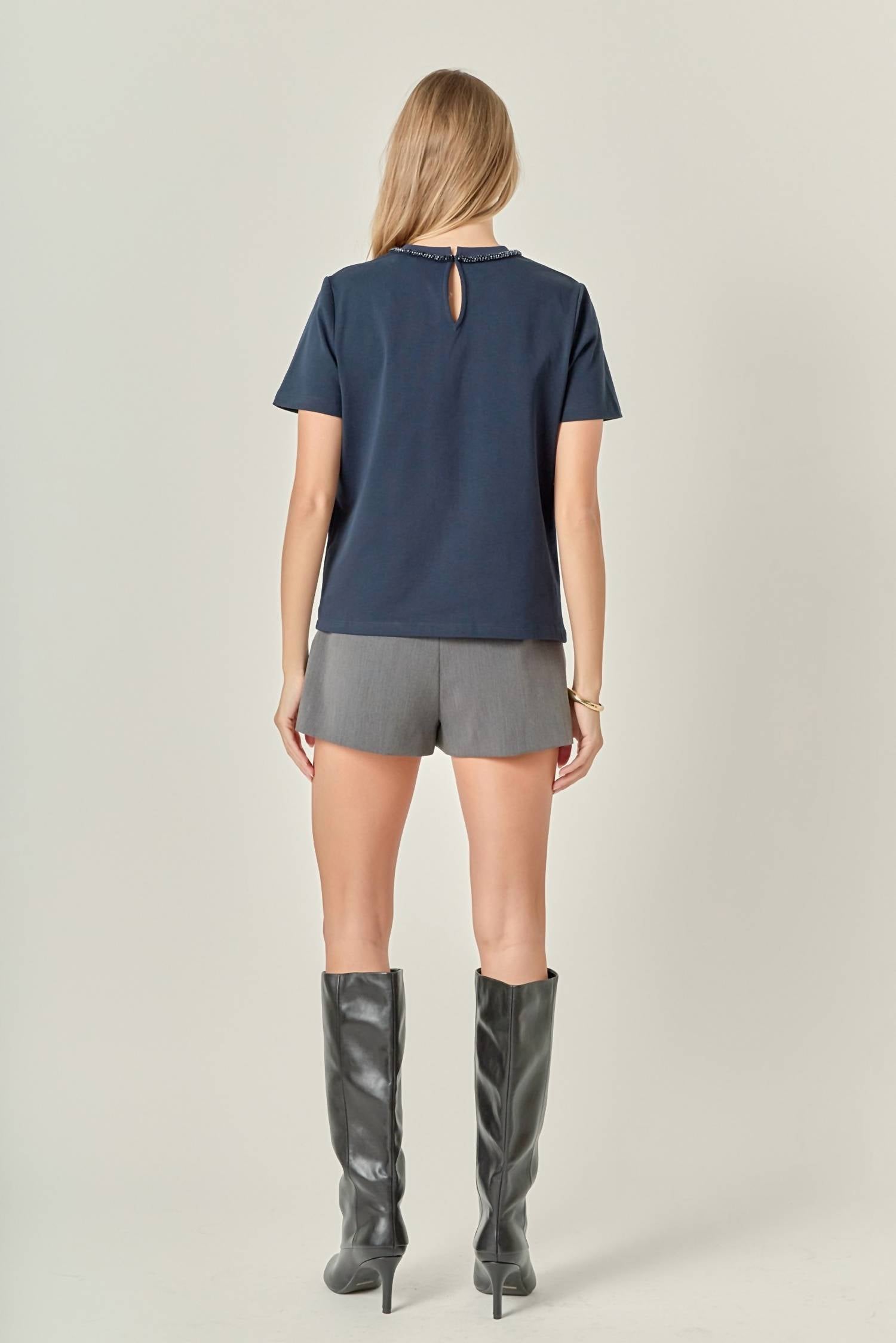 English Factory - Eve Beaded Bow Tee