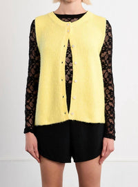 Lili Sidonio Buttoned Sweater Cardigan Vest in yellow - women's jacket