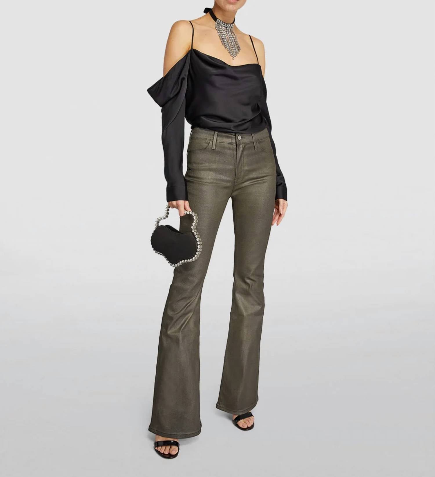Frame - Le 70s Coated Glitter High Waist Flare Jeans