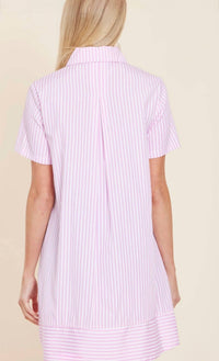 DOLCE CABO Poplin Shift Dress in pink white - women's dress - alternate view