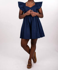 Day + Moon - Ruffle Sleeve Tie Back Dress