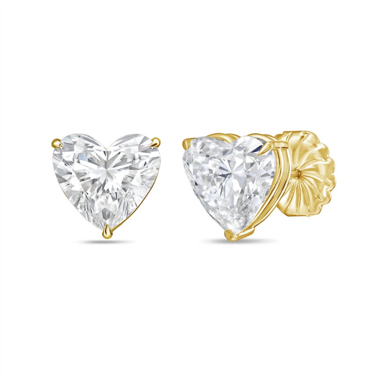 Diana M Jewels - Women's Heart Lab-grown Diamond Stud Earrings (9.00 Tcw) - Elegant Plus