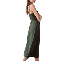 Bella Dahl Women's Ruffle Cami Midi Dress in forest army - women's dress - alternate view