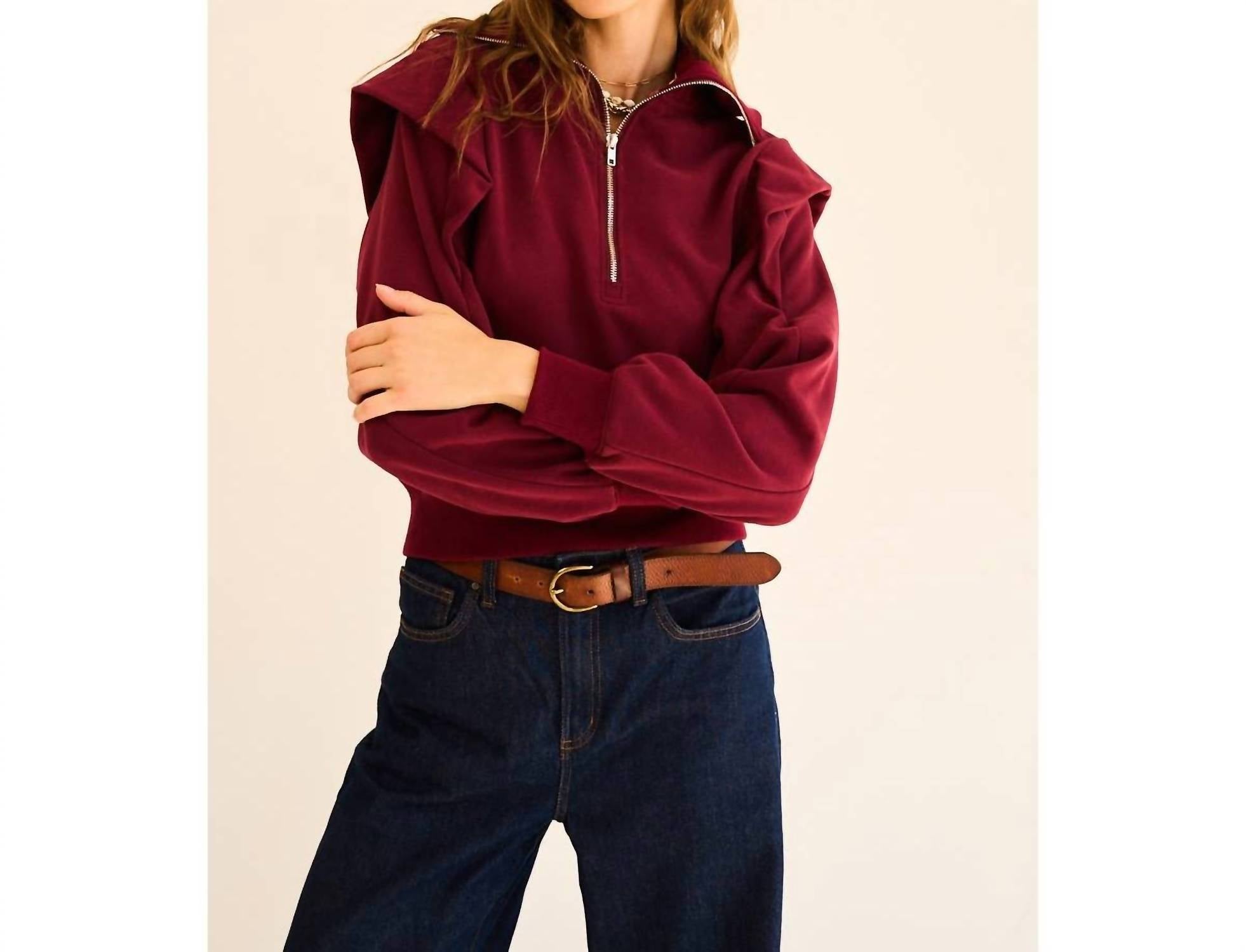 The Greii - Mar Zip-Up Ruffled Sweatshirt