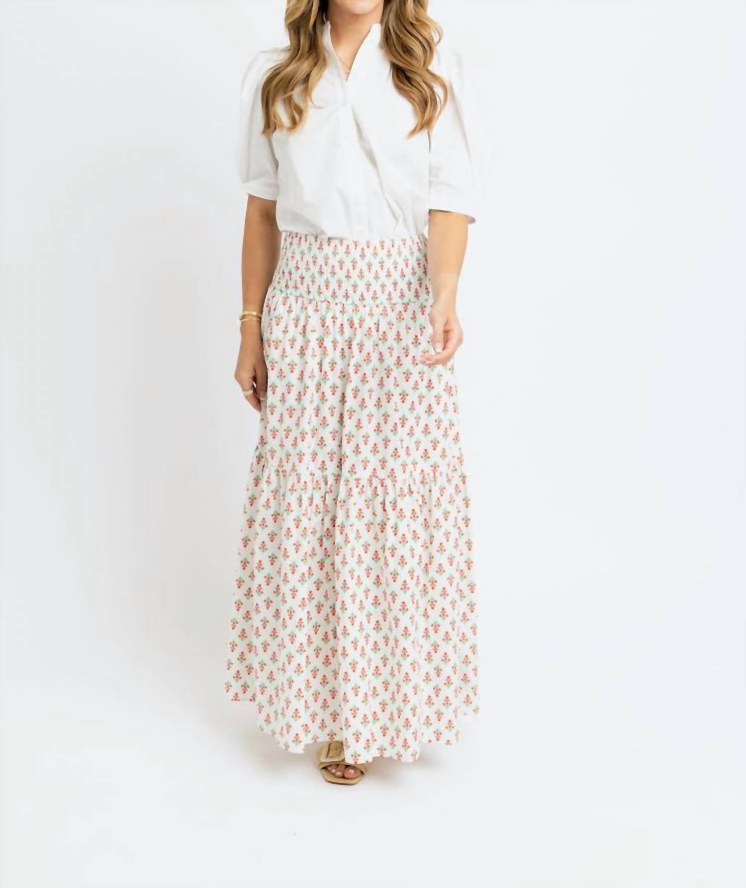 Karlie - Sweet Bloom Digital Floral Smock Tier Maxi Skirt