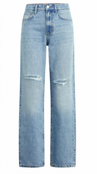 Favorite Daughter Women's The Tommy Low Slung Long Straight Jean in blue - women's jeans - detail view