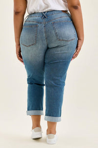 Judy Blue - Cool Denim With Cross Back Belt Loop Boyfriend Jeans