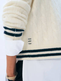 White + Warren - Cashmere Varsity Cable Crew Top