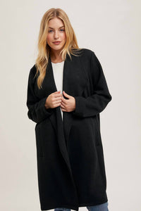 Bluivy - Knit Drape Open Front Coatigan Top