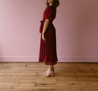 TCEC Brandi Midi Dress in burgundy - women's dress - detail view