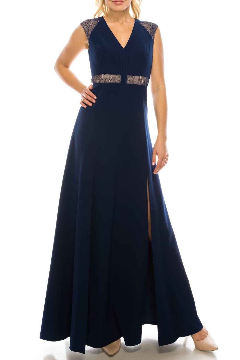 Aidan Mattox - Sleeveless Lace Detail Evening Dress