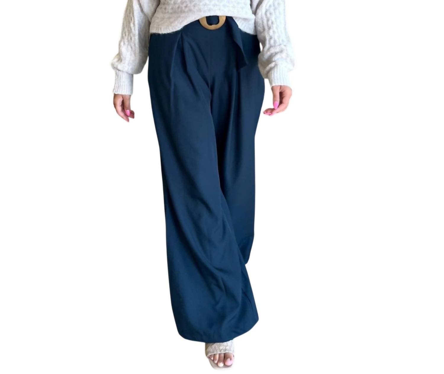 Ces Femme Madison Belted Trouser Pants in navy - women's pants