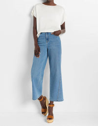 Nic + Zoe Day Gloss Woven Tee in classic cream - women's t-shirt