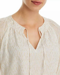 Ramy Brook Faith Metallic Peasant Top in white gold - women's blouse - alternate view