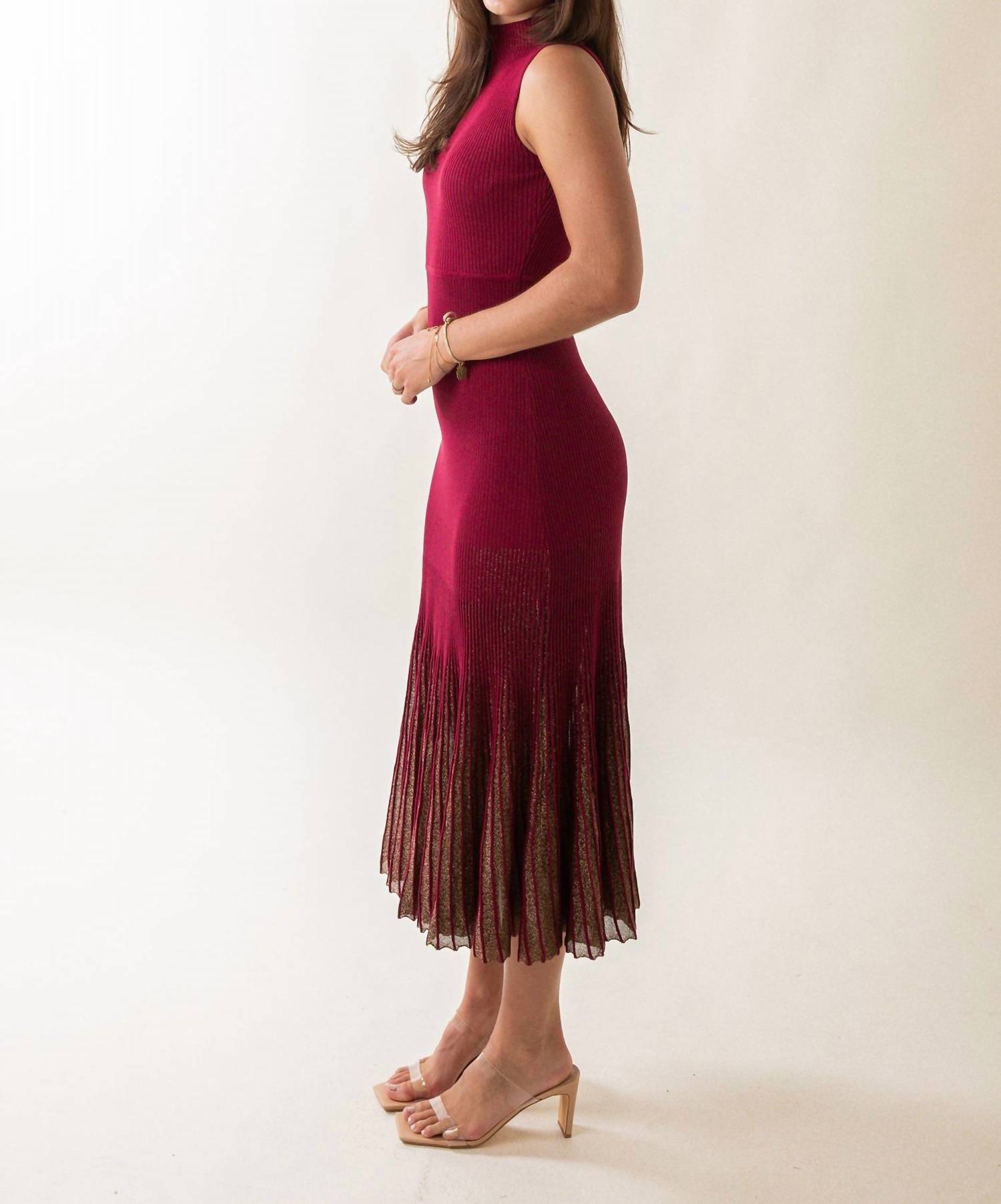 MOON RIVER Ribbed Sweater Dress in Oxblood at Nordstrom, Size Large