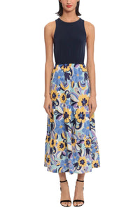 Donna Morgan - Floral Skirt & Tank Contrast Dress