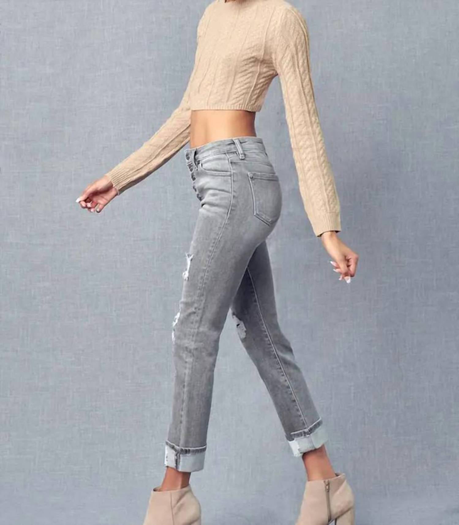 Kancan - Distress High Rise Skinny Straight Jean