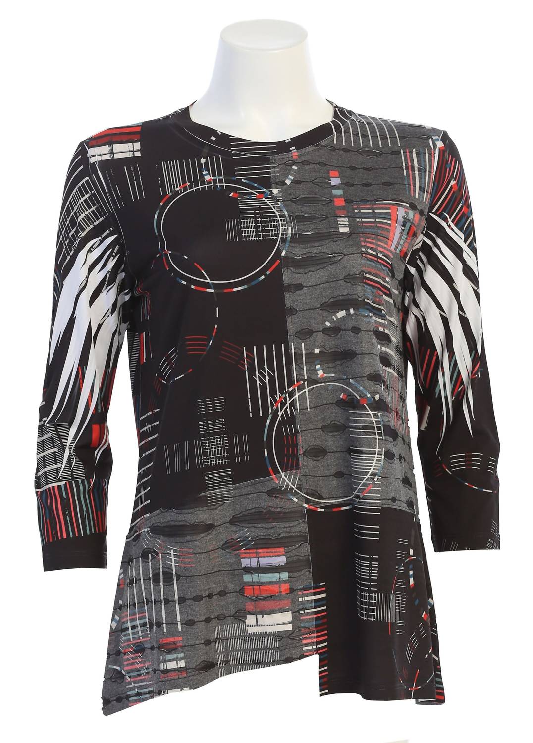 Jess & Jane Women's Sonorous Double Knit Top in black - women's blouse - detail view