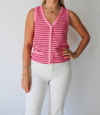 Karlie Eliza Striped Vest in pink - women's jacket