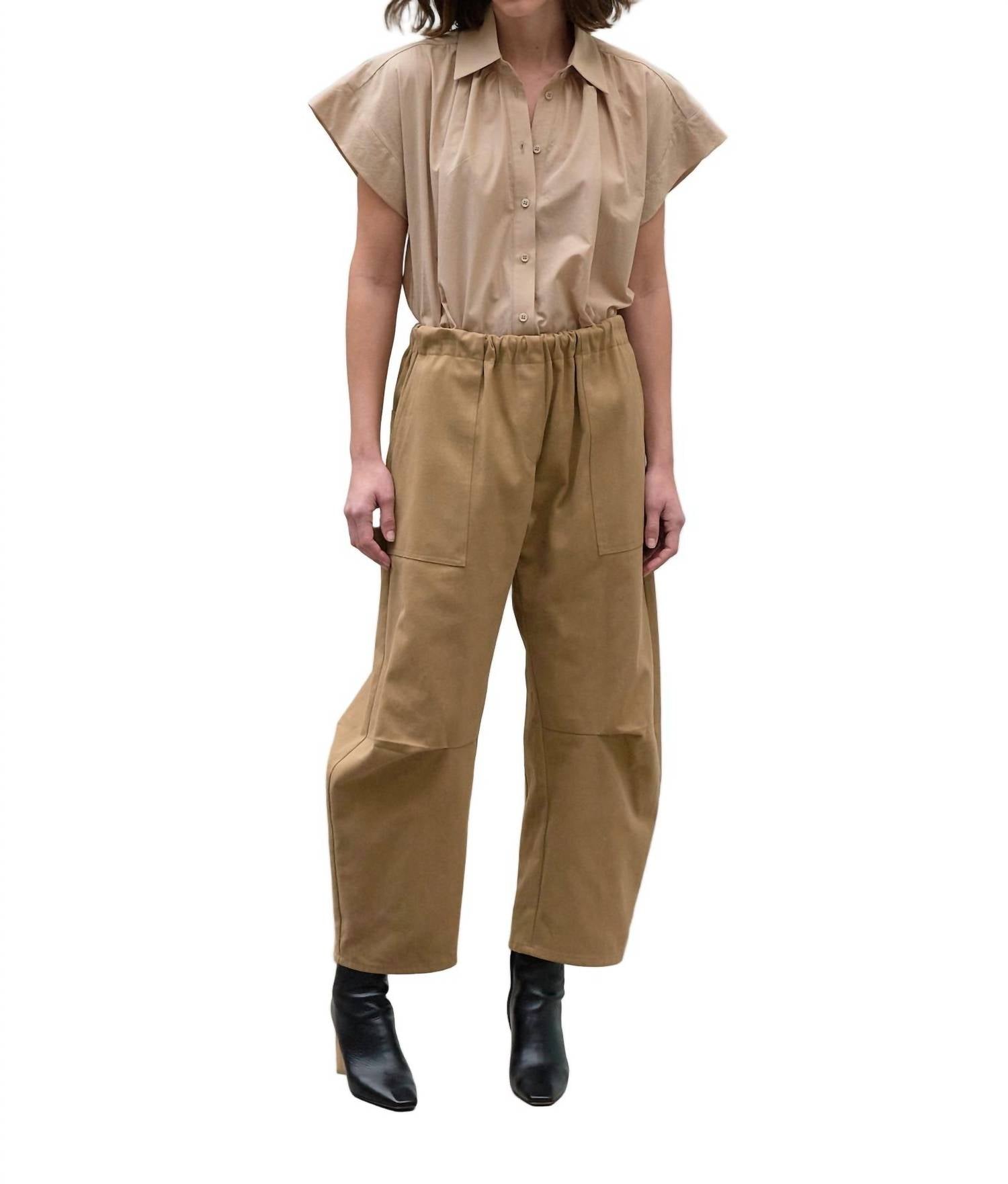 SECULAR Trinity Button Top in nude - women's shirt