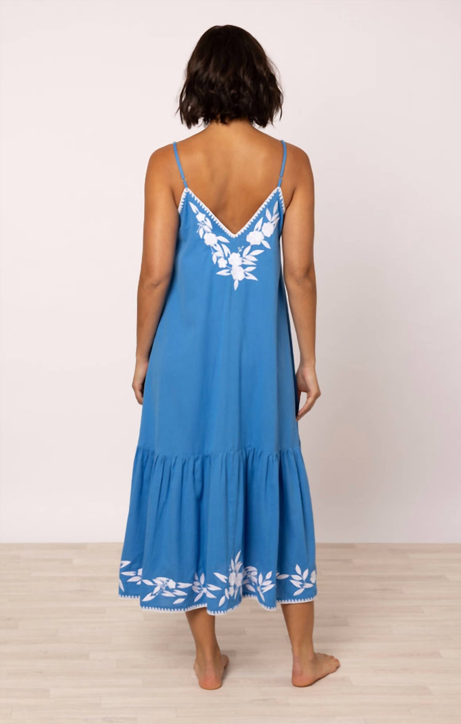 Juliet Dunn - Linen Look V-neck Midi Dress