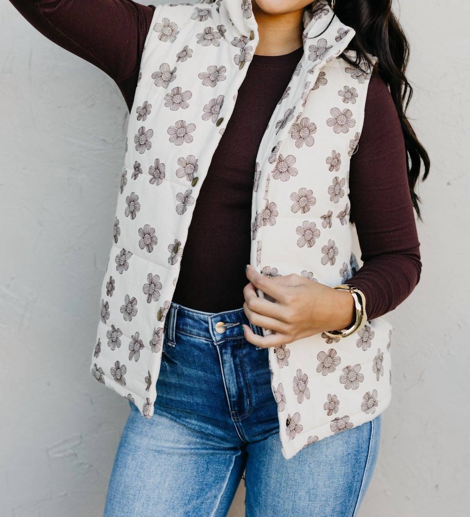 Hem & Thread - Sweet Daisy Floral Padded Vest