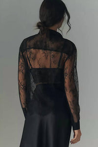 En Saison - Darcy Long Sleeve Sheer Lace Button Down Top